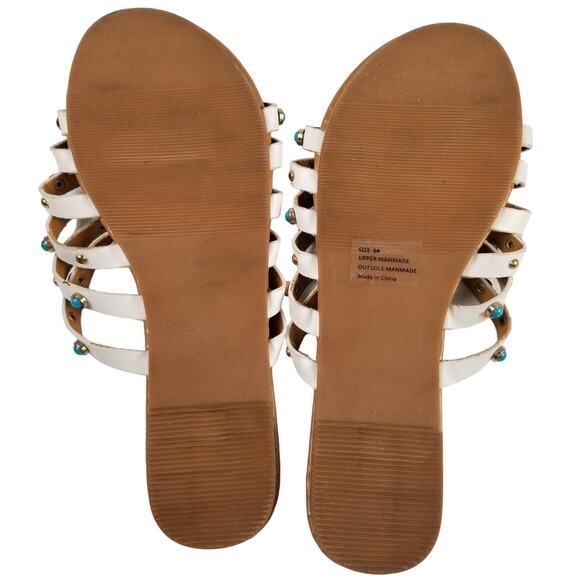 Olivia Miller White Blue Beads Baubles Studded Strappy Sandals Lovely Size 6 - Picture 4 of 4